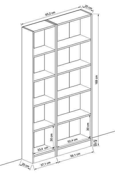 Remaks 10 RAFLI Kitaplık Kütüphane Hareketli Raflı Dekoratif Kitaplık-MEŞE