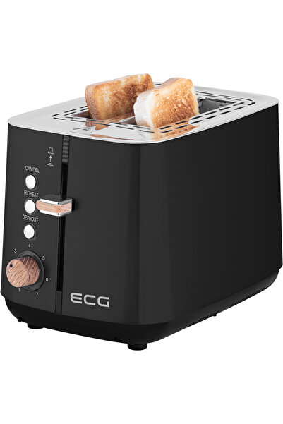 ECG ST 2768 Timber Toaster, 925 W, 2 slices, 7 browning levels, stainless steel, black