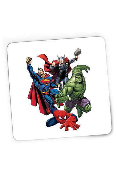 OEM Mousepad Gaming Superman Hulk Spiderman Thor Avangers Total Action, 21x19 см
