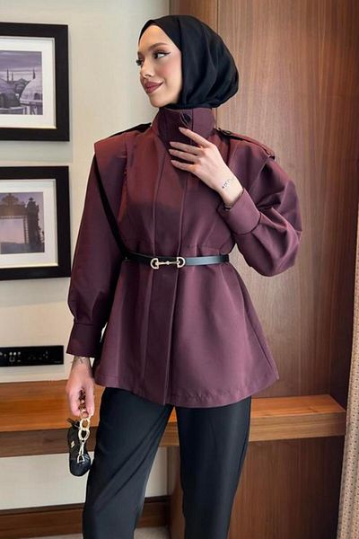 BİNAAR Shoulder Epaulettes Trench Claret Red