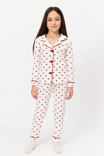 e-çocuk Girls' Cotton Button down Long Sleeve Pajamas Set - 1507 -1508