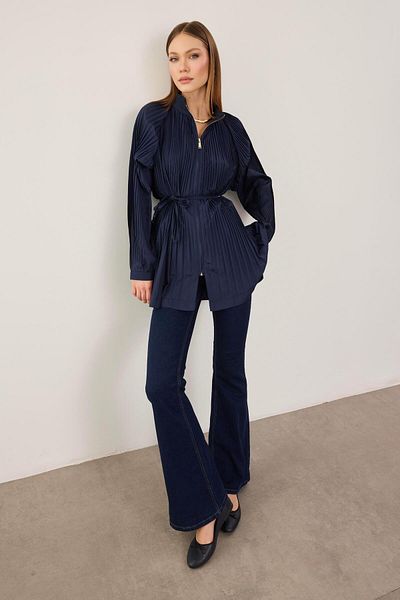 BİNAAR Piliseli Micro Trench Navy Blue