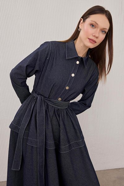 BİNAAR Plaid Denim Dress