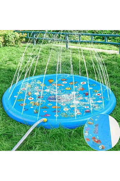 LRS STORE Sprinkler Water Play Mat Water Pool Water Slide 100 Cm