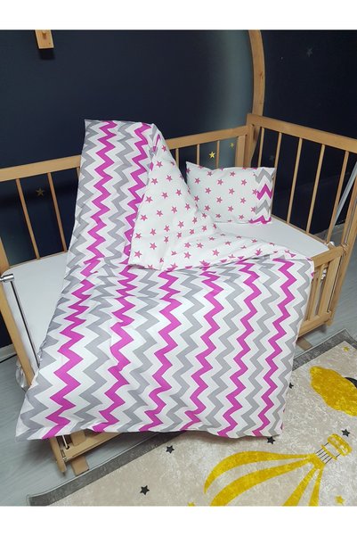 bebek_iklimi Double-Sided Baby Bedding Set 3 Pieces - 95X135 Quilt Cover, Pillowcase, Sheet