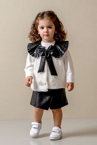 JNF kids Baby Girl & Children Leather Shorts Skirt Plush Jacket Set