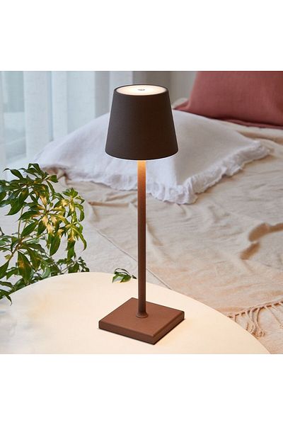 Tescomak Rechargeable touch LED table lamp with telescopic rod, brown