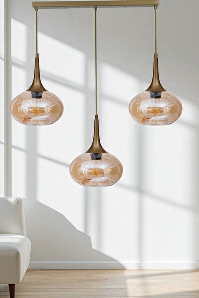 Lumexx ZARA 3 LÜ SIRALI ESKİTME BAL CAMLI SARKIT