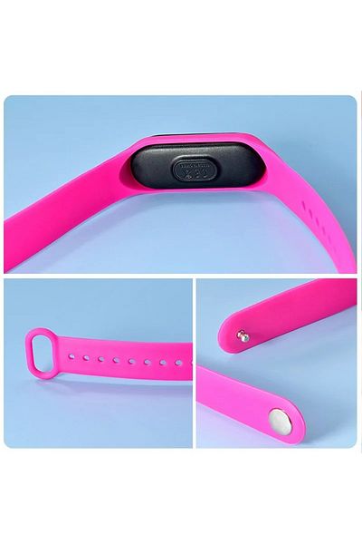 Mixbo Children's watch, adjustable silicone bracelet, built-in battery, digital dial, panda pattern, fuchsia