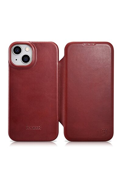 ICARER Husă din piele pentru iPhone 14 Plus cu clapă magnetică MagSafe CE, pi...