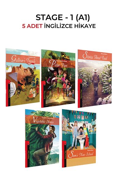 Kapadokya Yayınları 6-7-8 Grade English Story Level 1 (A1) Level 5 Set of 5