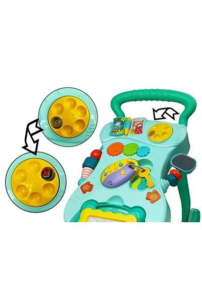 LeanToys Antepremergator multifunctional pentru bebe, cu centru de activitati, turcoaz MCT 5996