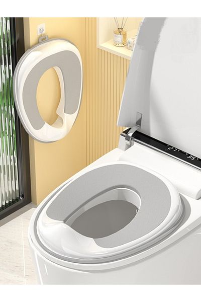 Little Mom Reductor WC pentru copii Little Mom Grey, design ergonomic, antiderapant, cu suport de agatare, comp