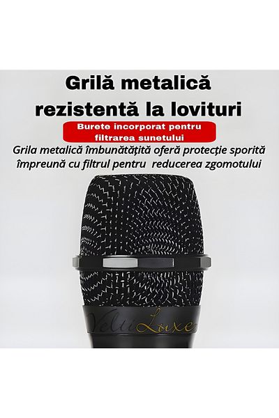 VELTILUXE Set microfoane wireless VeltiLuxe, afișaj LED, funcție de anulare a zgomotului, grilă metalică,gri