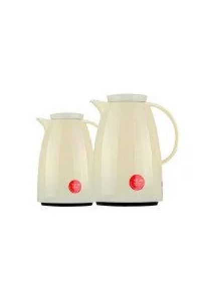 BASURRAH Basurah Tea Thermos Set Beige Glossy 2 Pieces 0.5 - 1 Liter