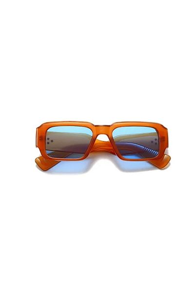 Toz Vintage Zurella Orange Frame Blue Glass Vintage & Retro Unisex Sunglasses