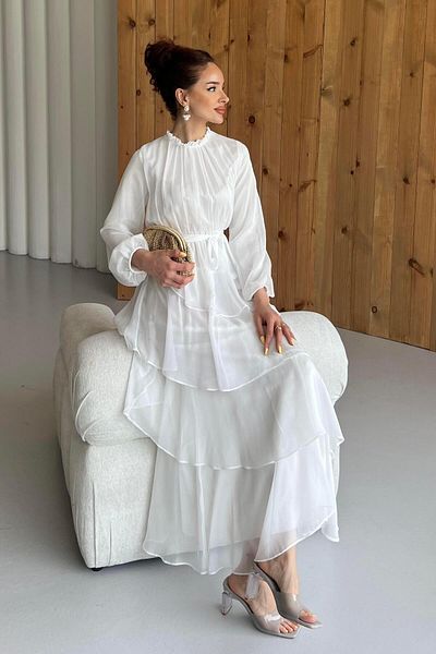 velmorafashion Volan Waltz Dress White