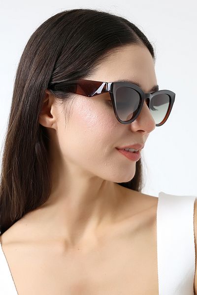 Lozzo Women's Cat Eyes Brown Uv400 Protection Sunglasses 23028 C3