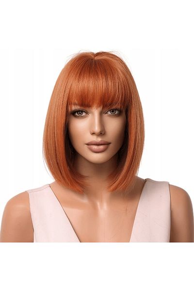 Bike And Art Orange Straight Synthetic Wig Heat Resistant Lc2071-3