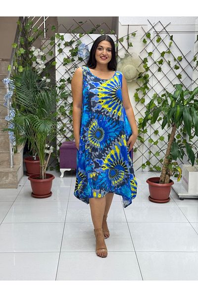 Punta Otantik Bd13304 Viscose Sleeveless Basement Tie-Dye Dress