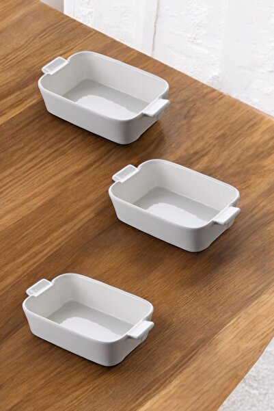 ALBETTO 3-Piece Porcelain Rectangular Bowl, Breakfast Bowl, Oven Dish