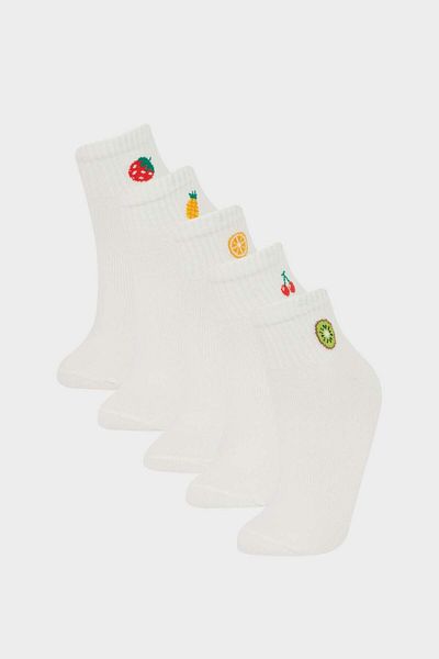 DeFacto Women's 5-Piece Cotton Booties Socks F5624Axns
