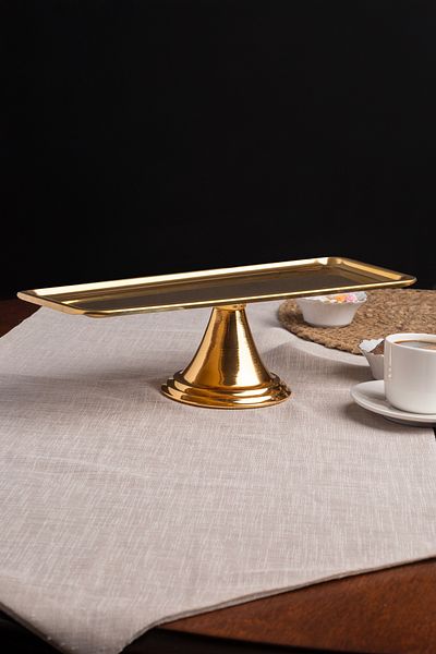 NEWTREND Züccaciye Luxury Rectangular Gold Standing Cake, Pastry, Cookie, Dessert, Catering, Dowry Presentation Serving Stand