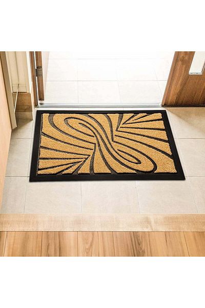 House Day Entrance Mat, Rubber/polypropylene, Beige/black, 41 X 61 Cm