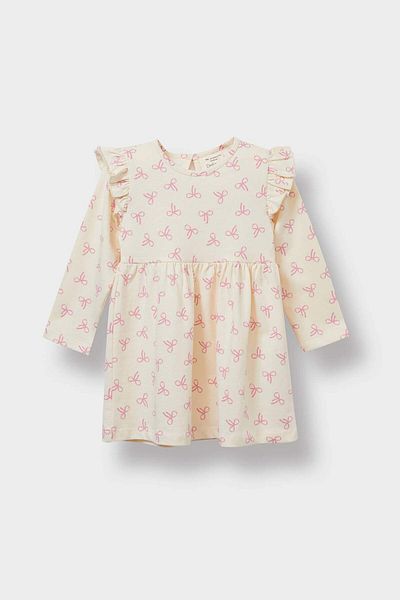 DeFacto Baby Girl Heart Printed Long Sleeve Dress F4548A525Au