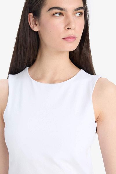DeFacto Regular Fit Basic Plain Crew Neck White Undershirt F3534Ax25Sm