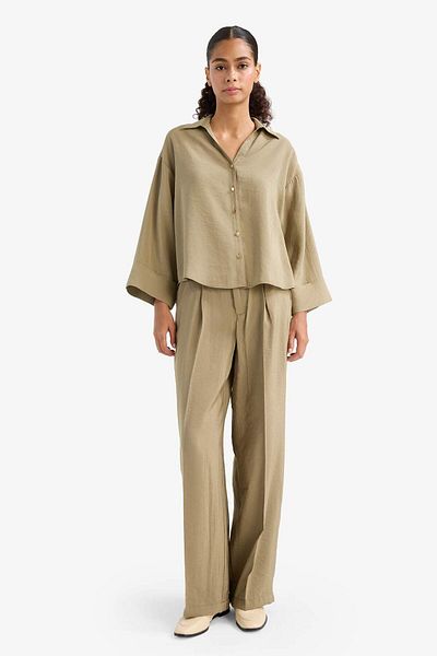 DeFacto Wide Leg High Waist Wide Leg Modal Trousers F7637Ax25Au
