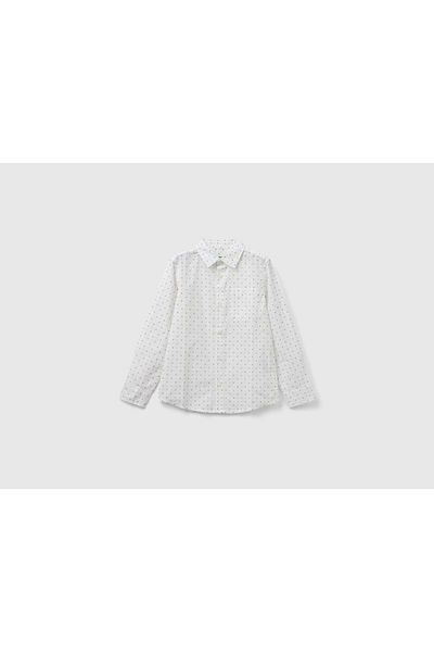 United Colors of Benetton Boys' Long Sleeve Polka Dot Shirt with Front Buttons