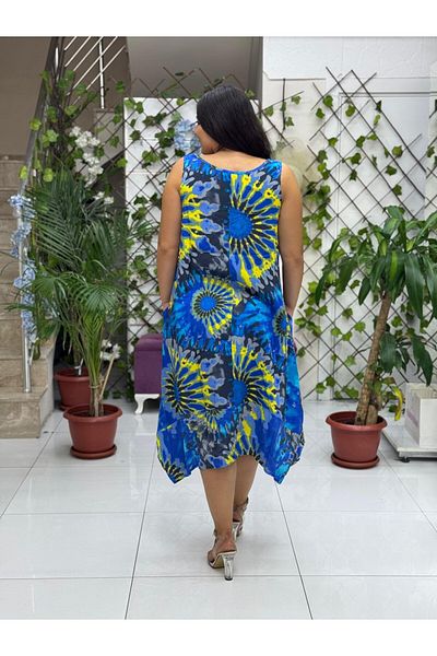 Punta Otantik Bd13304 Viscose Sleeveless Basement Tie-Dye Dress