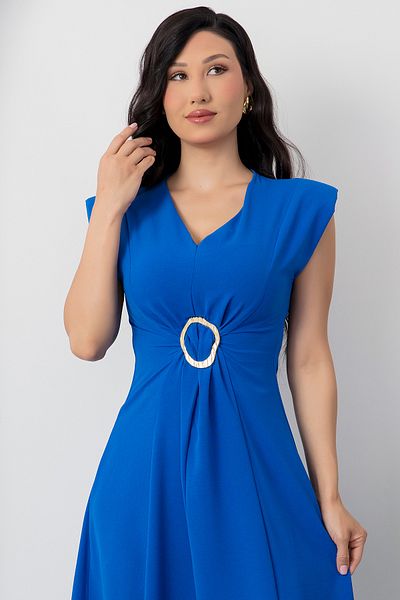 PULLIMM V-Neck Metal Buckle Detail Dress Ny4506