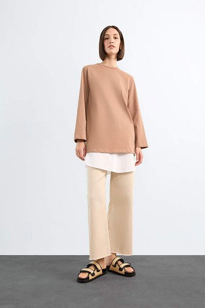 DeFacto Relax Fit Ημιελαστική ζώνη μέσης Poplin Hijab Concealer Τεμάχιο F8527AX25SM