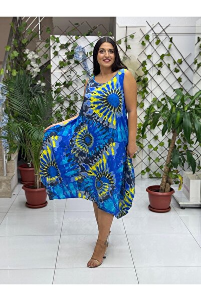 Punta Otantik Bd13304 Viscose Sleeveless Basement Tie-Dye Dress