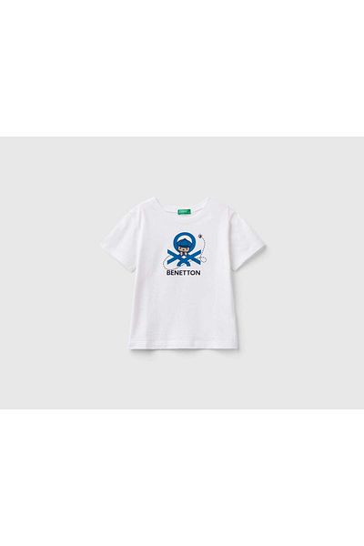 United Colors of Benetton تي شيرت مطبوع من القطن العضوي 100% للأطفال