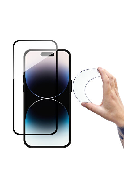 WOZINSKY Sticlă securizată flexibilă pentru ecranul iPhone 14 Pro cu ramă neagră, Full Cover Flexi Nano Glass