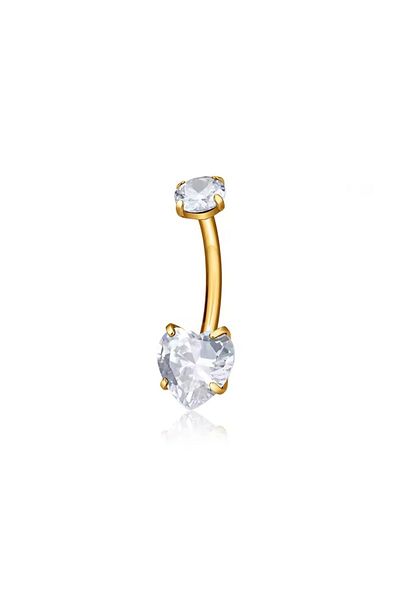 Janset F136 Titanium Heart Belly Button Piercing - Zircon Stone