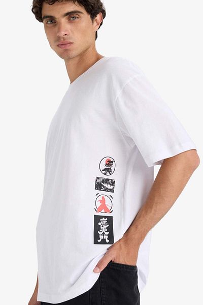 DeFacto Boxy Fit Crew Neck Printed Short Sleeve T-Shirt F8908Ax25Hs