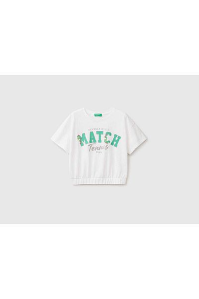United Colors of Benetton Children's Short Sleeve T-Shirt with Rubber Print and Shine