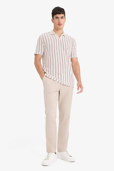 DeFacto Regular Fit Polo Neck Striped Short Sleeve T-Shirt F1858Ax25Au