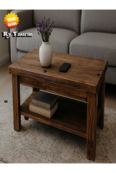 rymoble rustik orta sehpa ceviz tonda