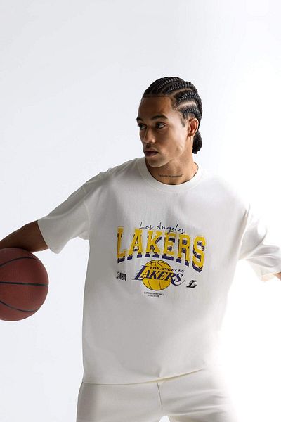 DeFacto Defactofit Nba Los Angeles Lakers Oversize Wide Fit Crew Neck Short Sleeve T-Shirt E5871Ax25Au