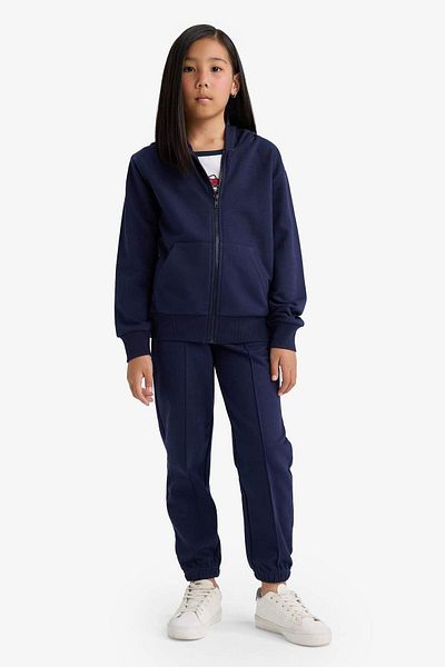 DeFacto Girl's Basic Plain Hooded Zippered Sweatshirt C8110A825Au