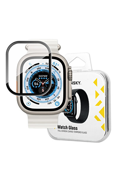 WOZINSKY Sticlă securizată 9H cu cadru complet pentru ecranul Apple Watch Ult...