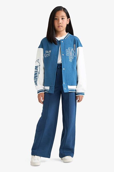 DeFacto Girls' College Collar Printed Thick Bomber Cardigan F1985A825Au