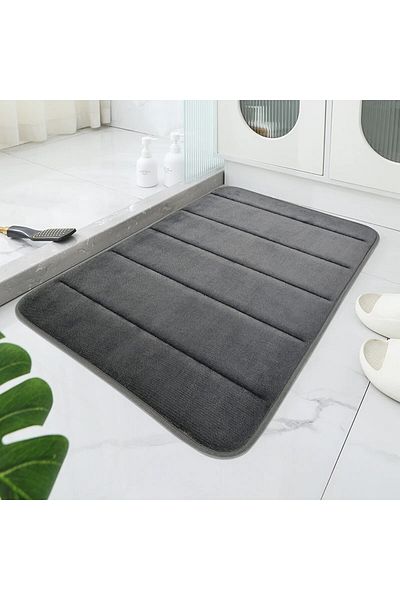 Choice 400MMx600MM Dark gray Striped Bathroom Mat,Absorbent & Quick-drying Kitchen Floor Carpet,Non-slip &