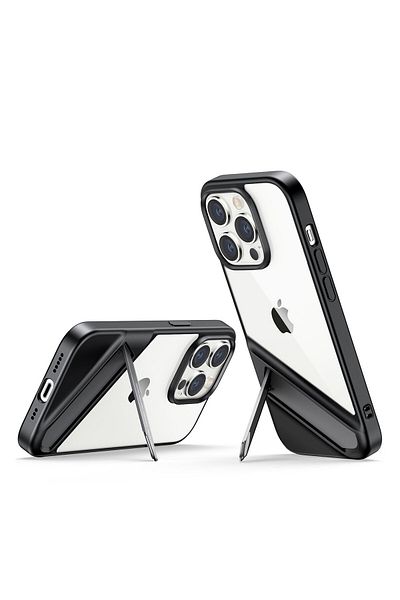 Ugreen Sztywne etui z żelową ramką i wbudowaną podstawką do iPhone 14 Pro czarny