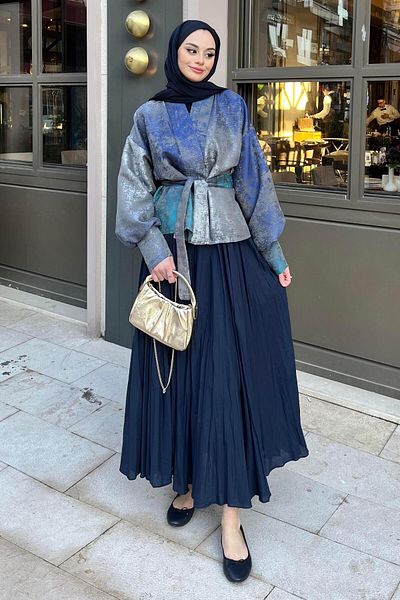 BİNAAR Kraş Skirt Navy Blue